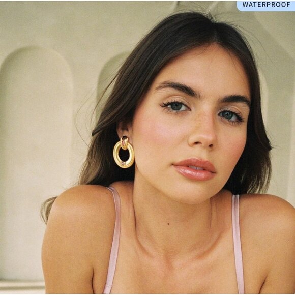 NWOT Frasier Sterling Alina Earrings in Watermelon Pink Green Gold - Picture 3 of 6